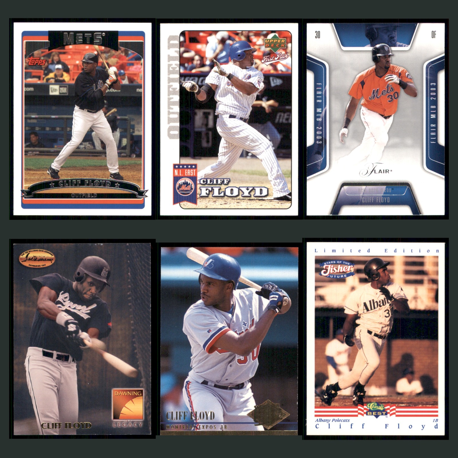 Cliff Floyd Lot 6 Baseball Cards 2005 Topps New York Mets Set Collection MLB EX card scans. Overall card condition is Excellent.