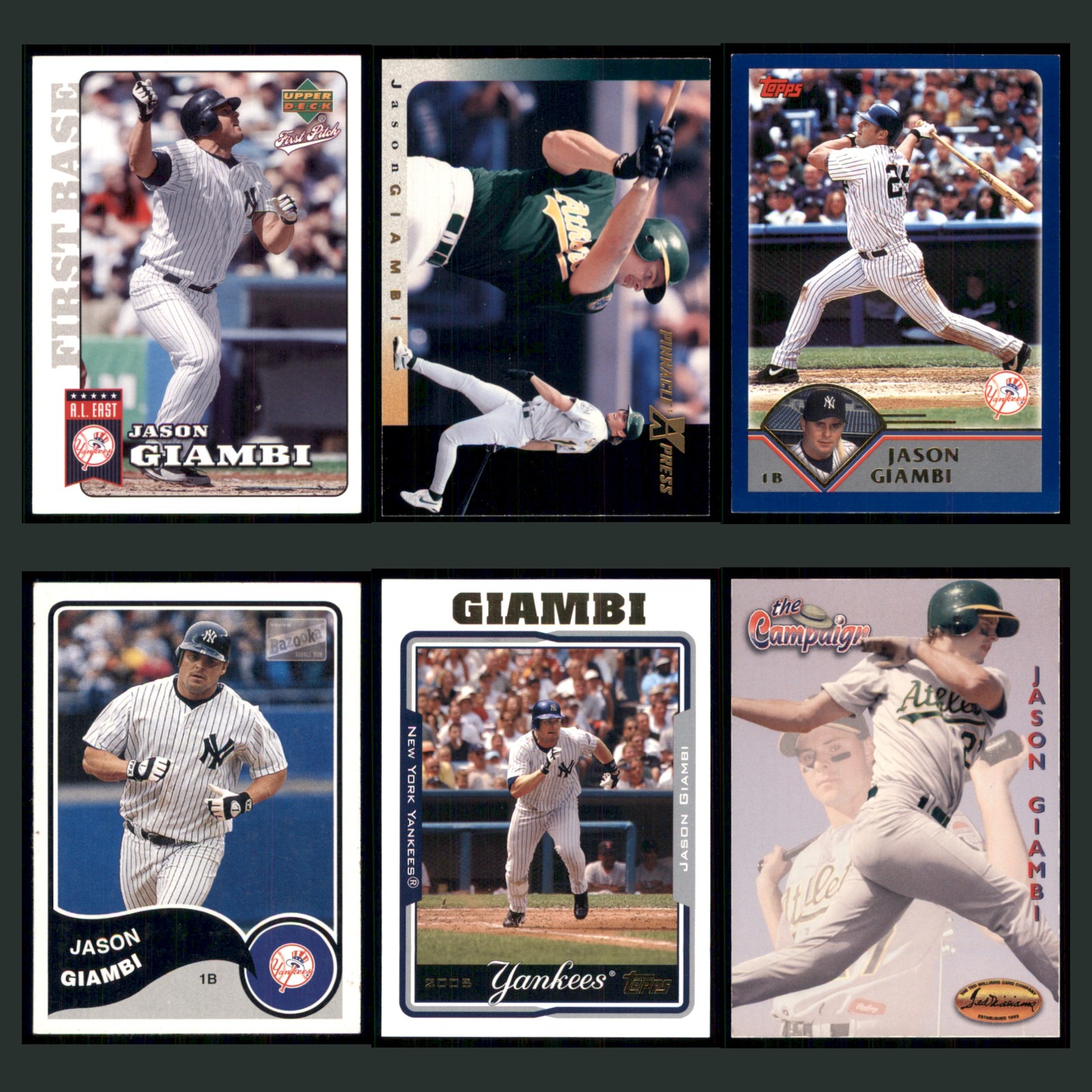 Jason Giambi Lot 6 Baseball Cards 2004 Upper Deck First Picks New York Yankees card scans. Overall card condition is Excellent.