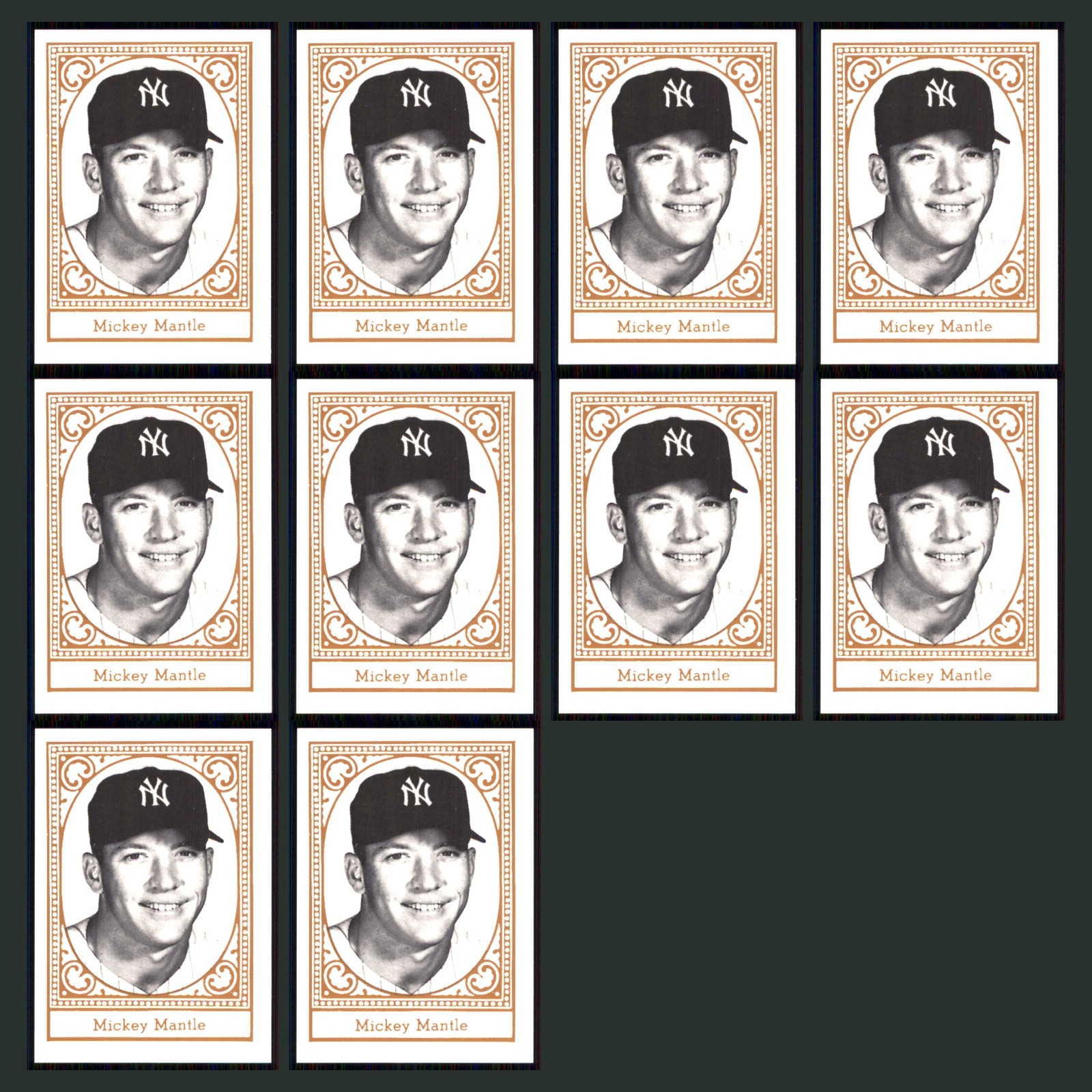 Mickey Mantle Lot 10 Baseball Cards 1960 TCMA All Time N.Y. Yankees Yankees Set card scans. Overall card condition is Near Mint.