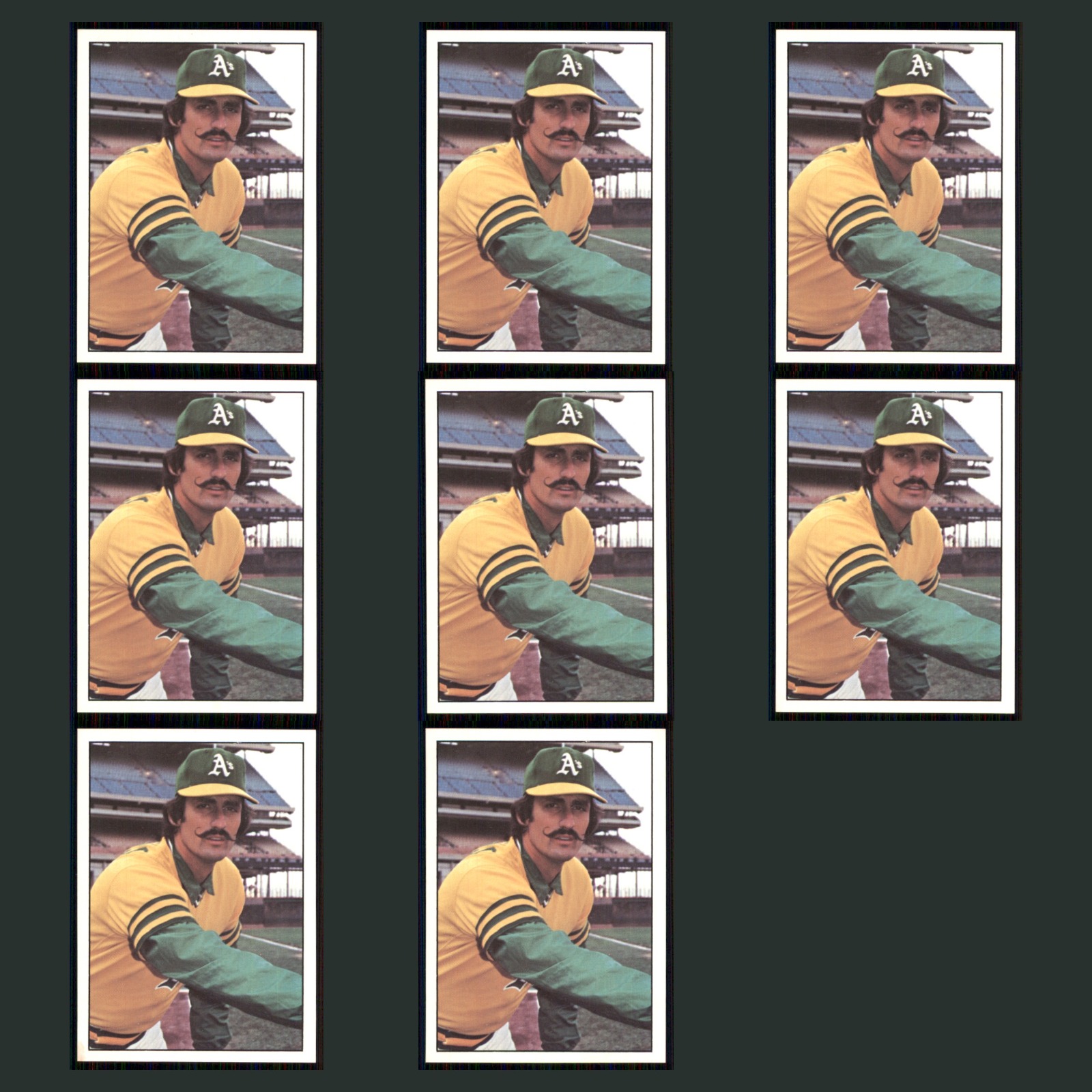 Rollie Fingers Lot 8 Baseball Cards 1975 SSPC Oakland A's Set Collection MLB NM card scans. Overall card condition is Near Mint.