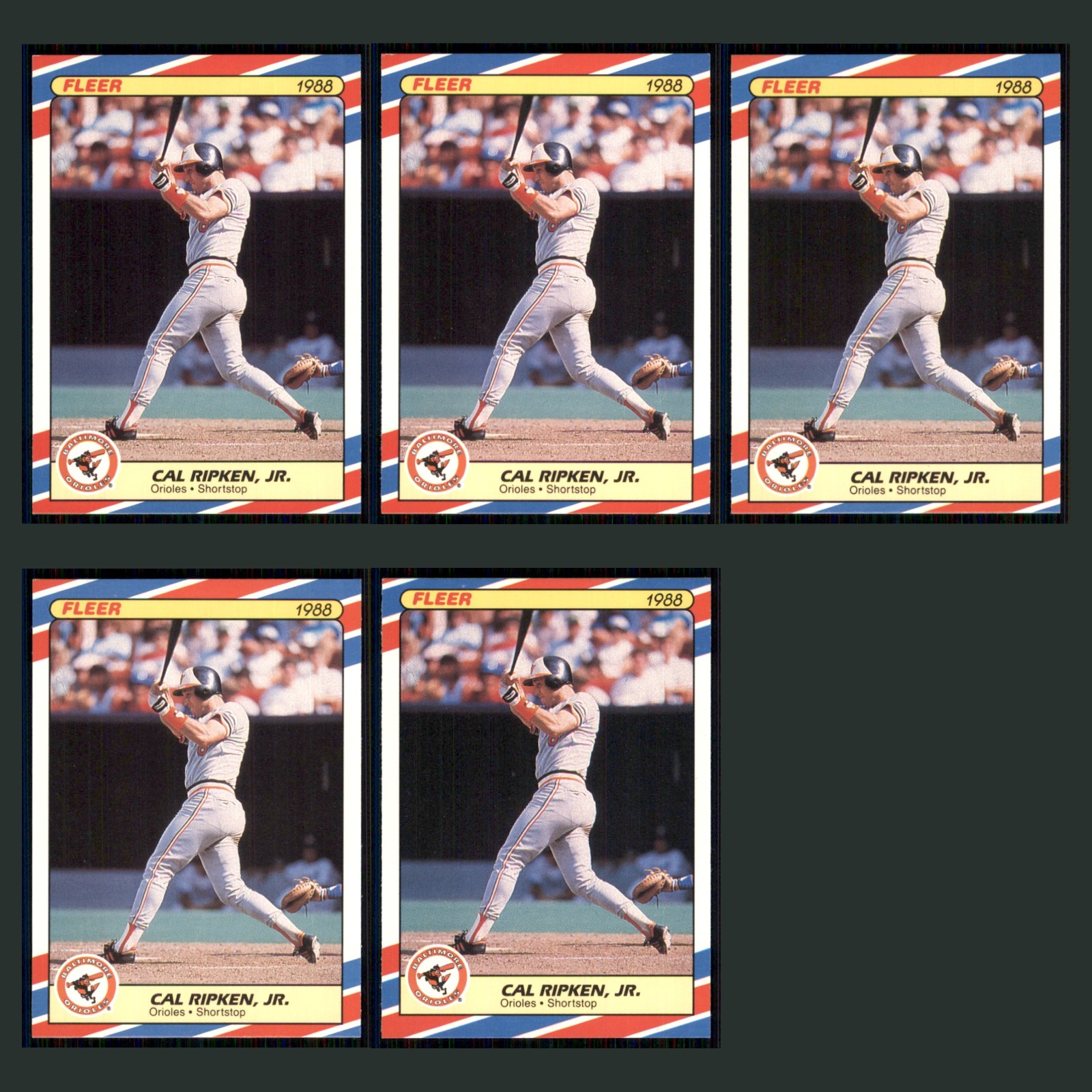 Cal Ripken Jr Lot 5 Baseball Cards 1988 Fleer Superstars Baltimore Orioles Set card scans. Overall card condition is Near Mint.
