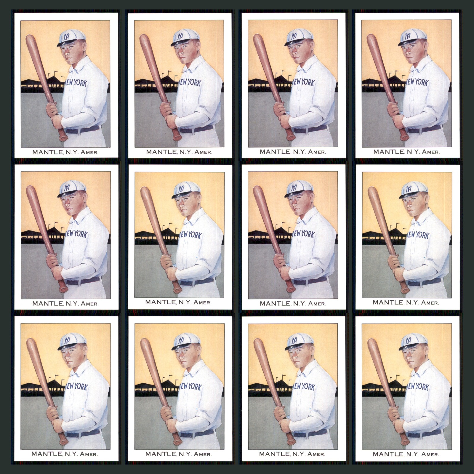 Mickey Mantle Lot 12 Baseball Cards 1989 Base Ball Caramels Series Two New York card scans. Overall card condition is Near Mint.