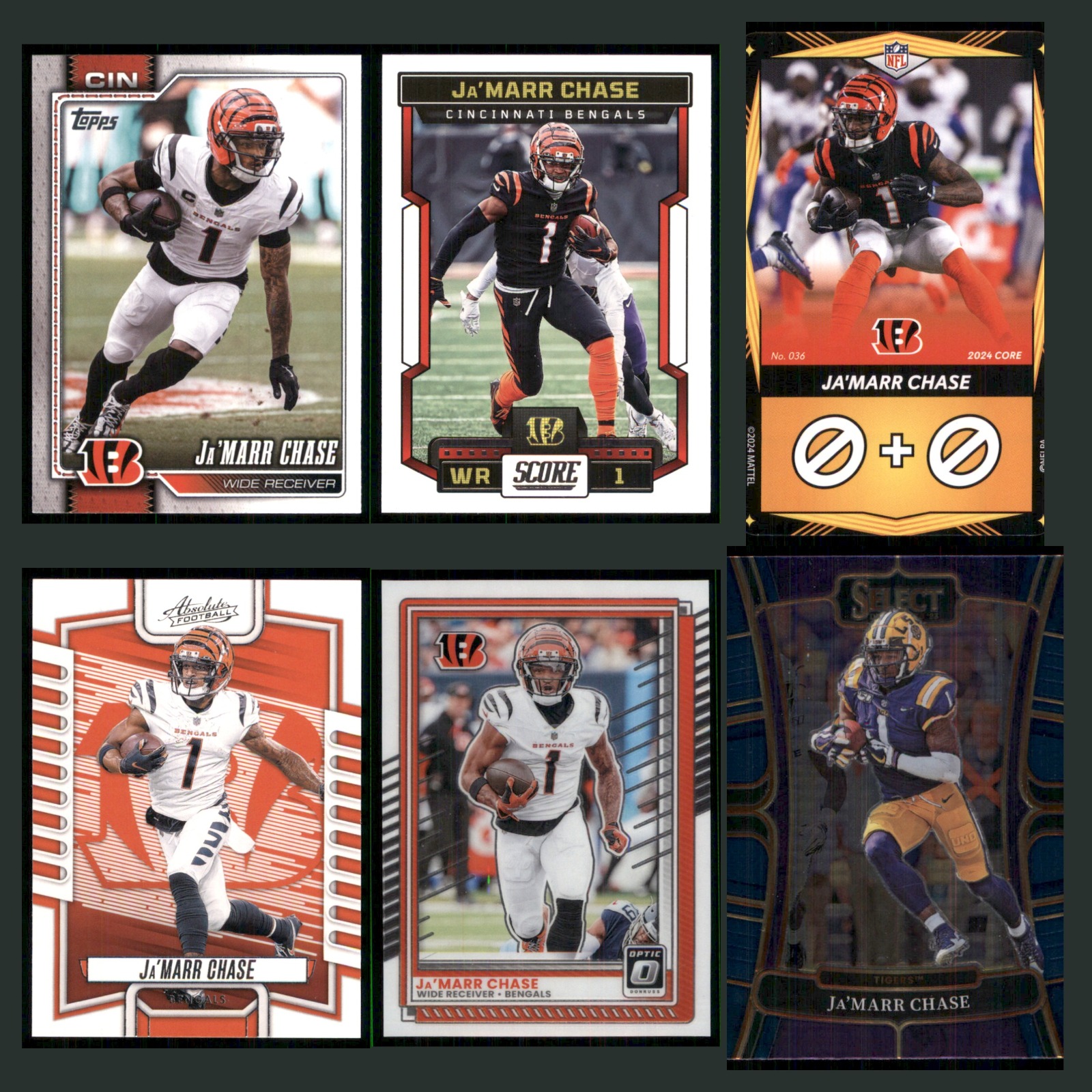 Ja'Marr Chase Lot 6 Football Cards 2026 Topps Cincinnati Bengals Set Collection card scans. Overall card condition is Near Mint.