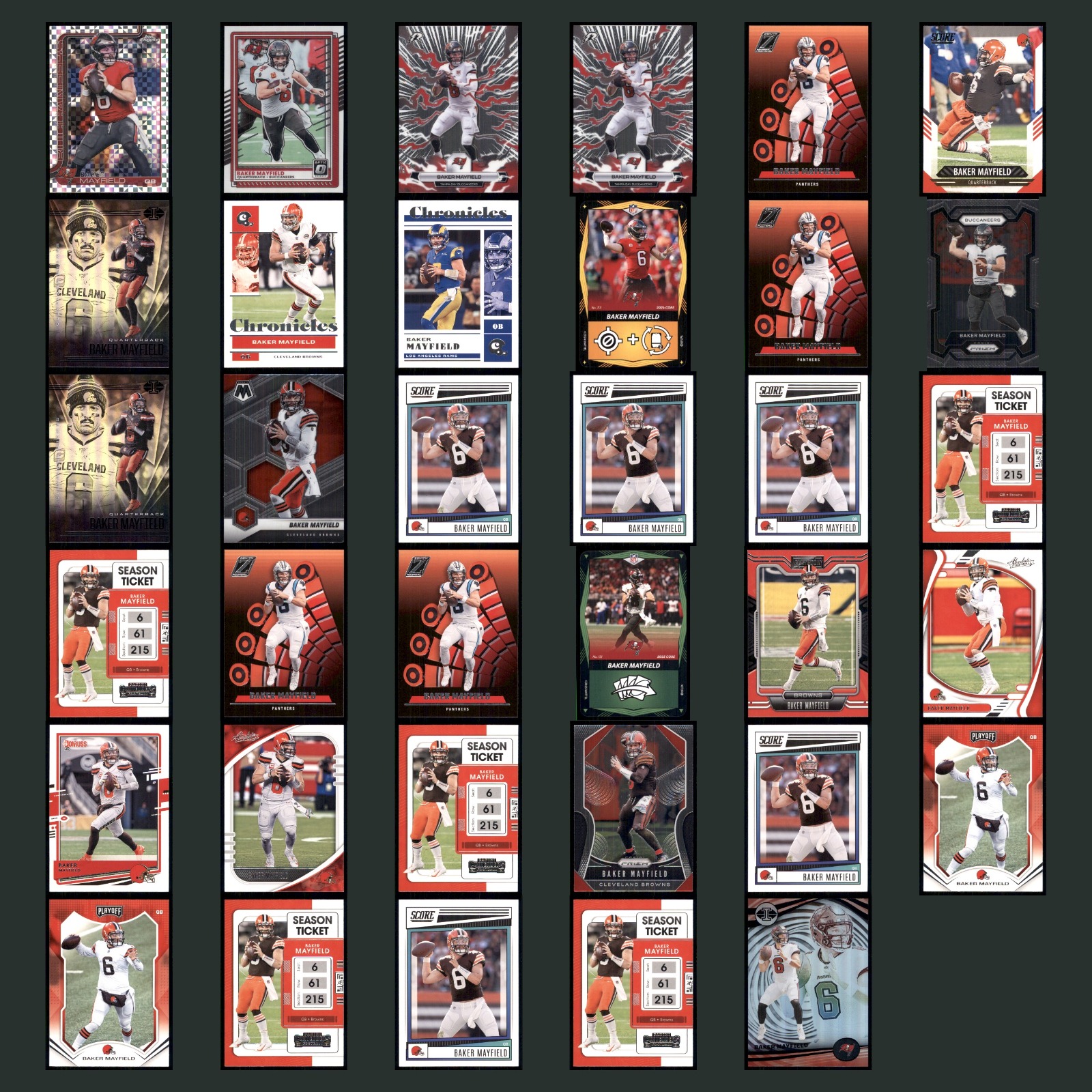 Baker Mayfield Lot 35 Football Cards 2023 Topps Chrome Tampa Bay Buccaneers Set card scans. Overall card condition is Near Mint.