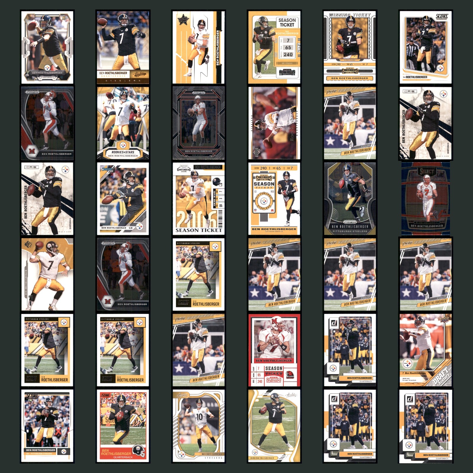 Ben Roethlisberger Lot 36 Football Cards 2015 Bowman Pittsburgh Steelers Set NFL card scans. Overall card condition is Near Mint.