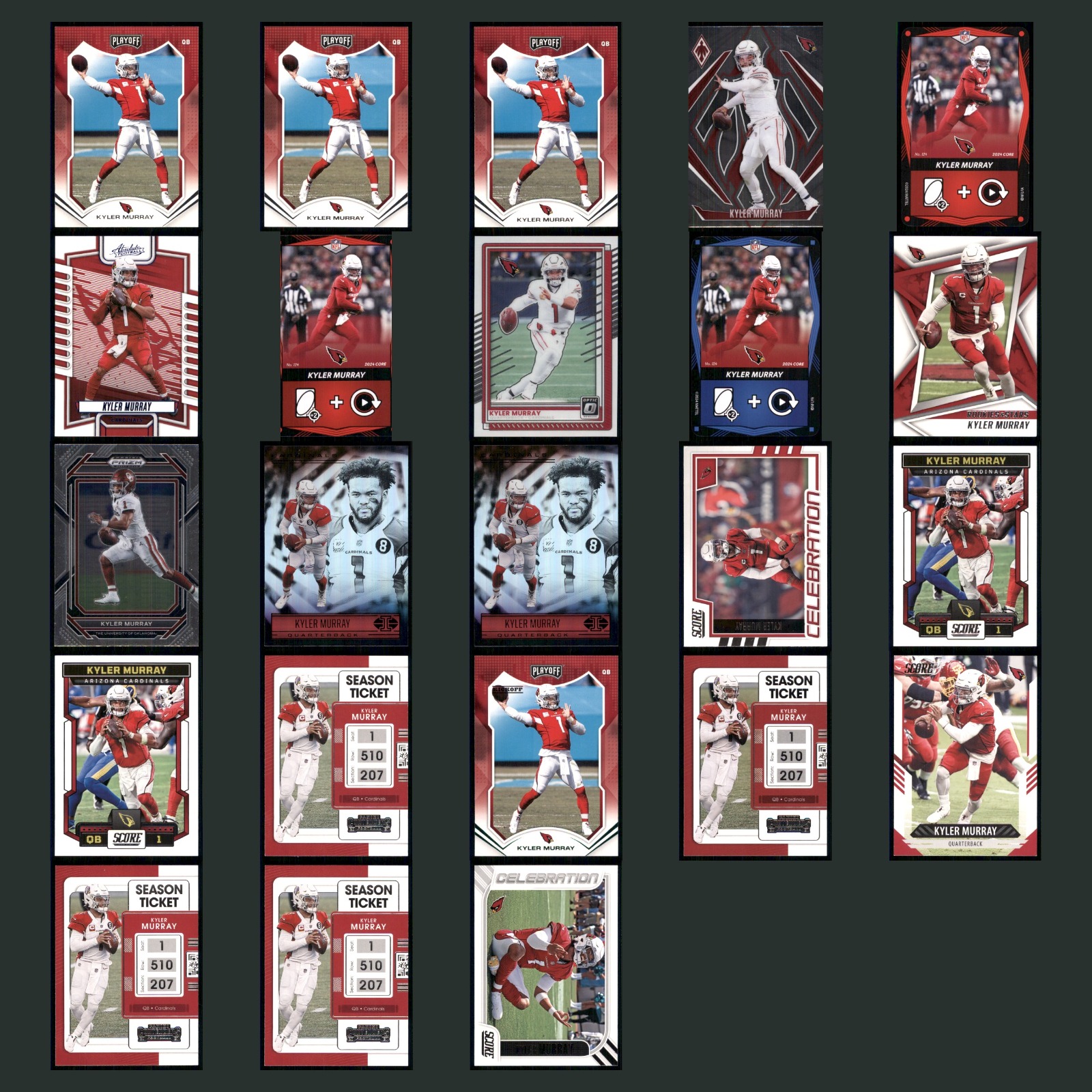 Kyler Murray Lot 23 Football Cards 2021 Panini Playoff Football Cardinals Set NM card scans. Overall card condition is Near Mint.