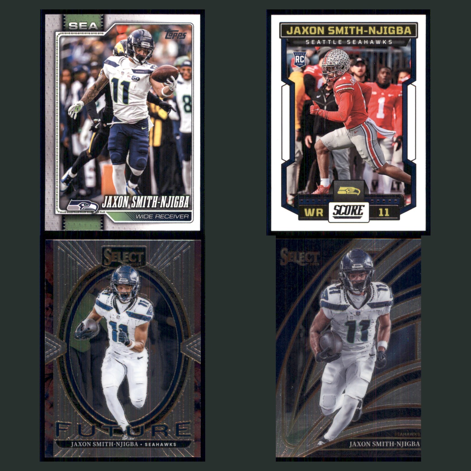 Jaxon Smith-Njigba Lot 4 Football Cards 2026 Topps Seattle Seahawks Set NFL NM card scans. Overall card condition is Near Mint.