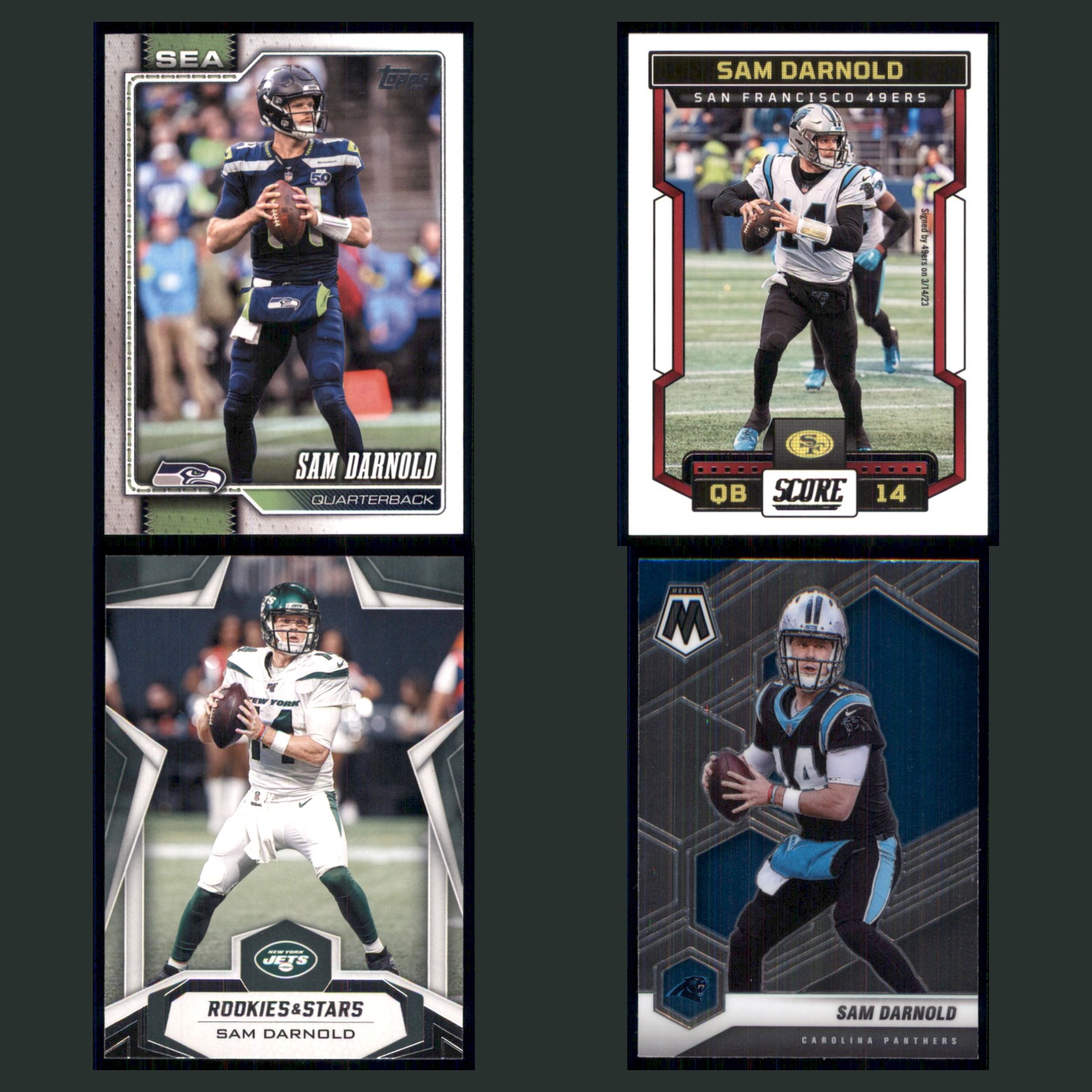 Sam Darnold Lot 4 Football Cards 2026 Topps Seattle Seahawks Set Collection NFL card scans. Overall card condition is Near Mint.