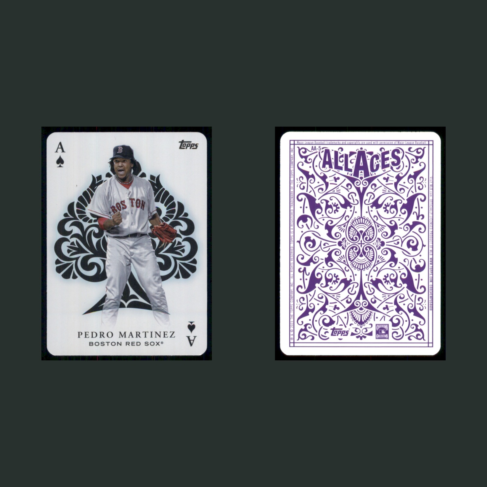 Pedro Martinez #AA-5 2023 Topps All Aces Boston Red Sox Baseball Card MLB front and back scans. Card condition is Near Mint.
