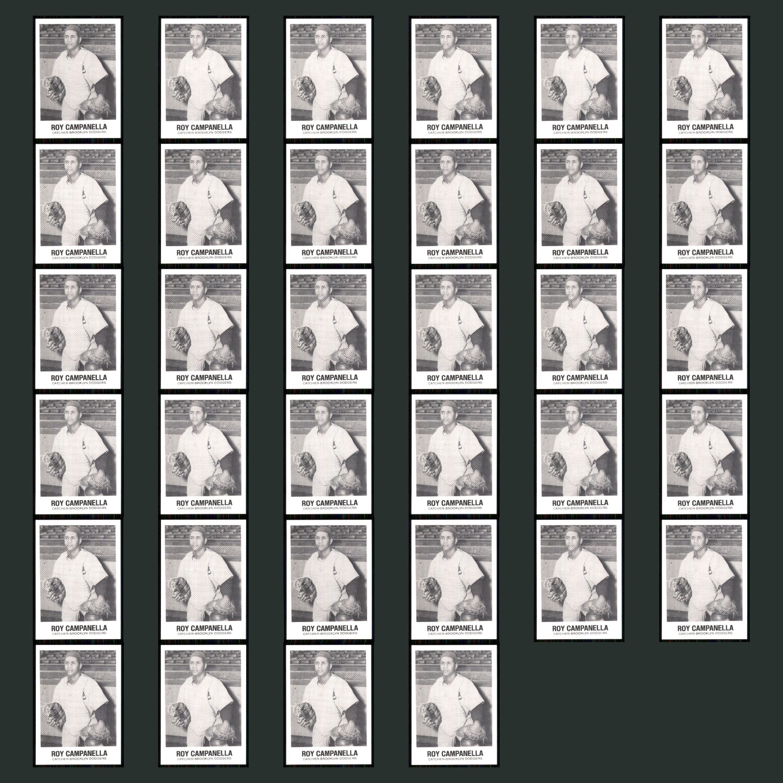 Roy Campanella Lot 34 Baseball Cards 1977 TCMA Brooklyn Dodgers Set Collection card scans. Overall card condition is Near Mint.