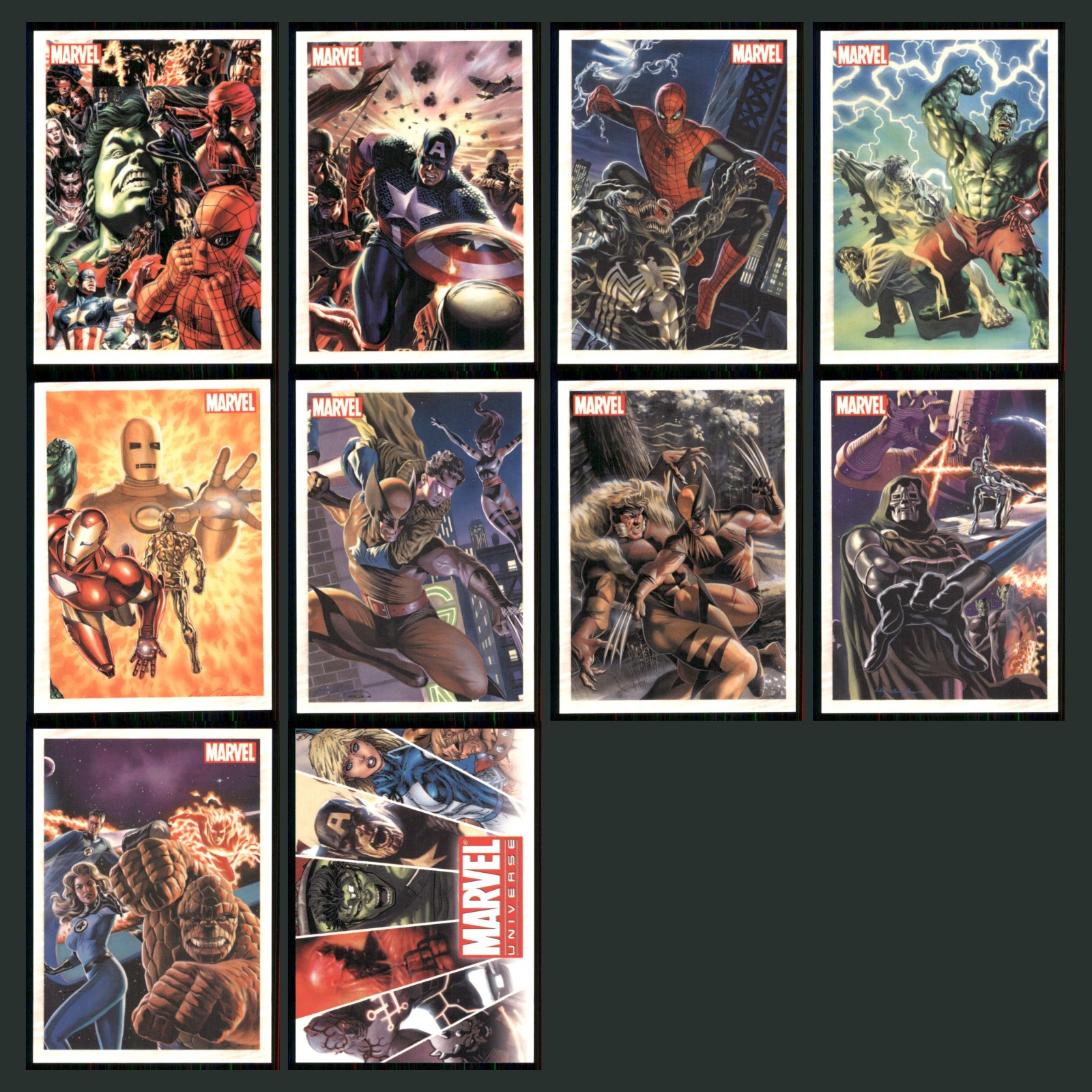 2011 2011 Rittenhouse Marvel Universe Marvel Originals Complete Set 10 Marvel Cards card scans. Overall card condition is Near Mint.