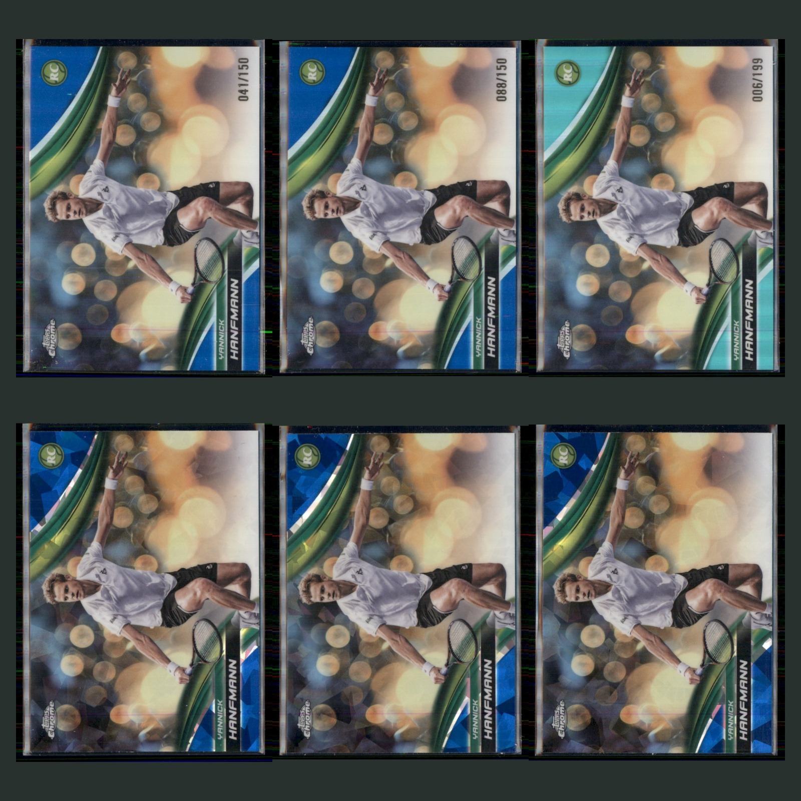 Yannick Hanfmann Rookie Lot 6 Tennis Cards 2025 Topps Chrome Set Collection NM card scans. Overall card condition is Near Mint.