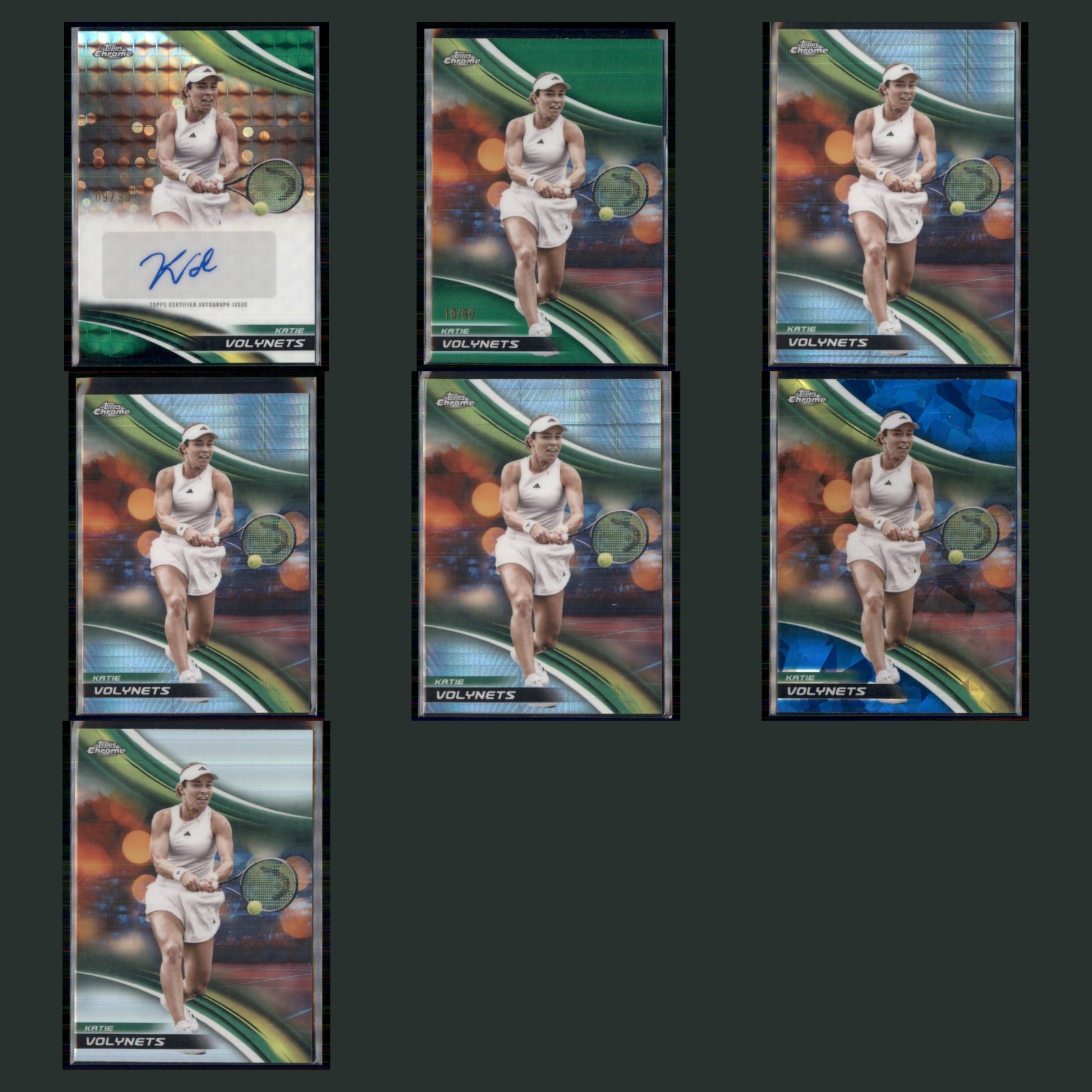 Katie Volynets Auto Lot 7 Tennis Cards 2025 Topps Chrome Set Collection NM card scans. Overall card condition is Near Mint.