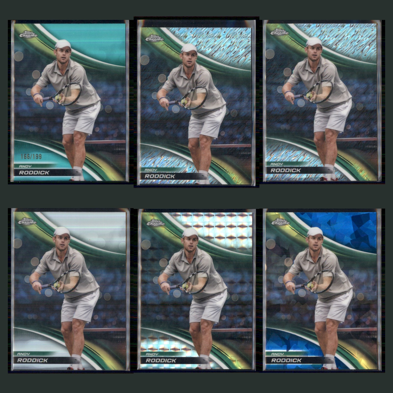 Andy Roddick Lot 6 Tennis Cards 2025 Topps Chrome Set Collection NM card scans. Overall card condition is Near Mint.