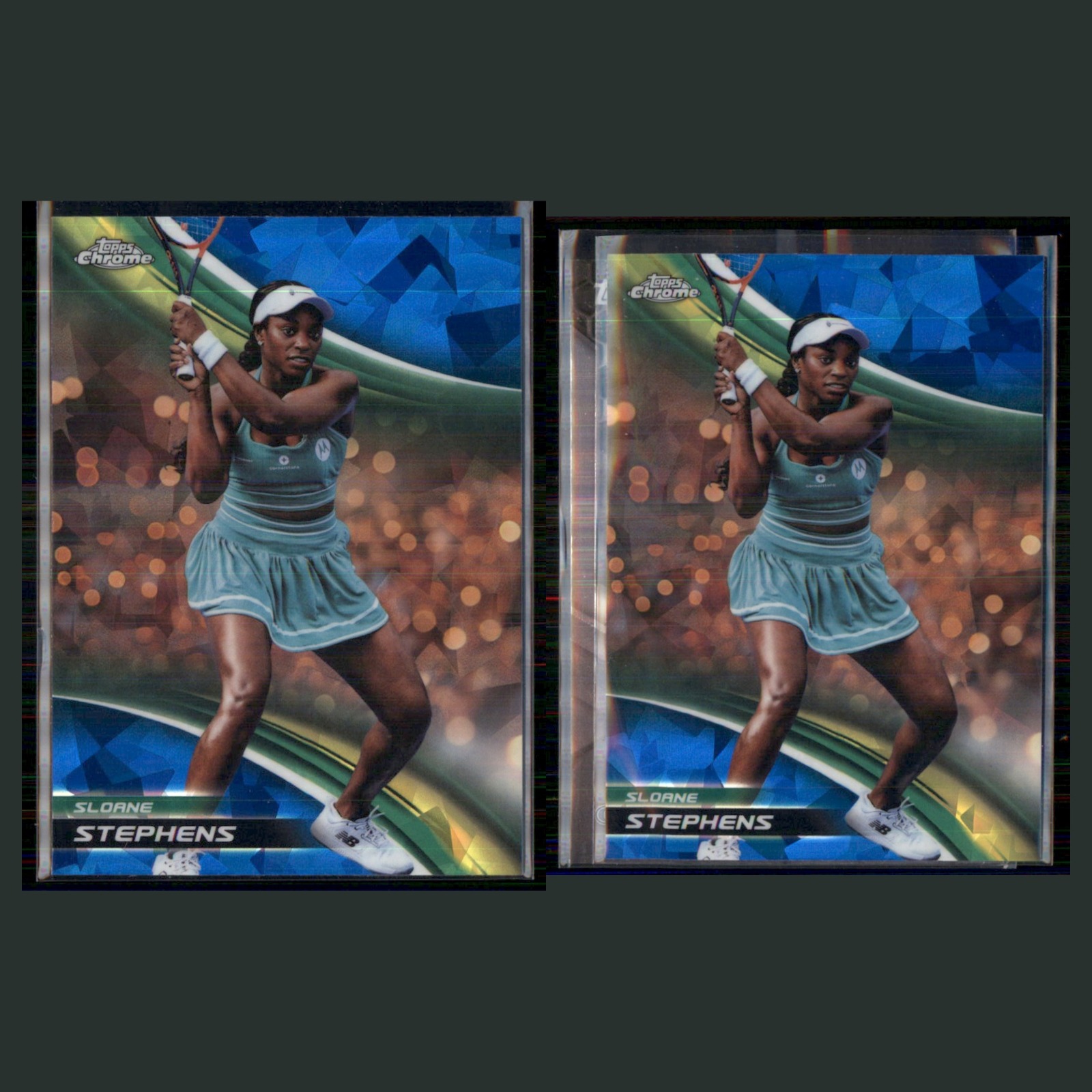 Sloane Stephens Lot 2 Tennis Cards 2025 Topps Chrome Set Collection NM card scans. Overall card condition is Near Mint.