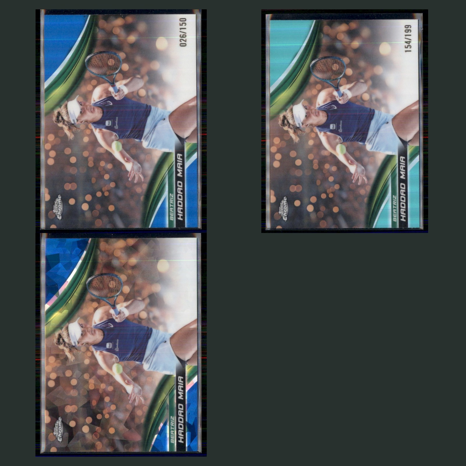Beatriz Haddad Maia Lot 3 Tennis Cards 2025 Topps Chrome Set Collection NM card scans. Overall card condition is Near Mint.