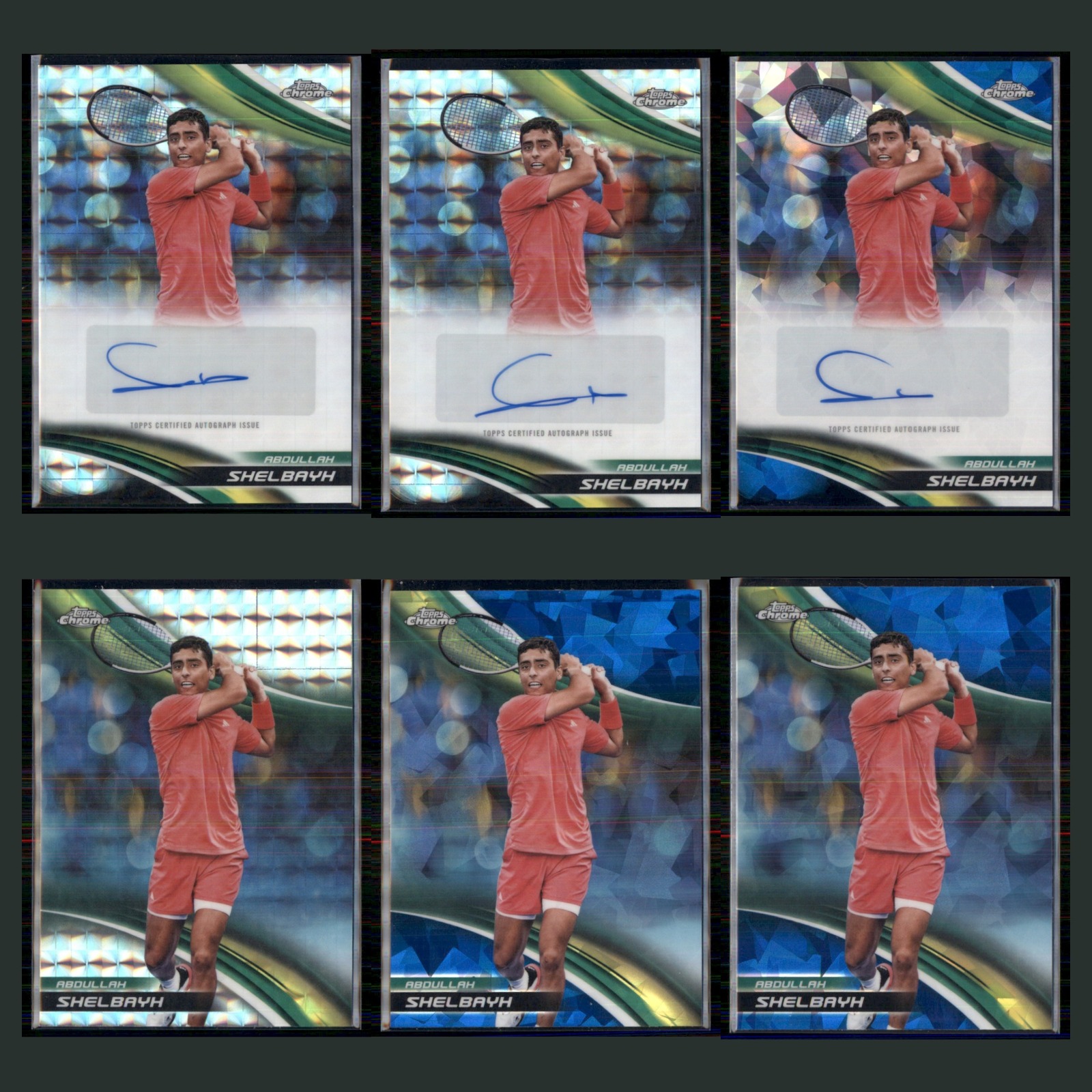 Abdullah Shelbayh Auto Lot 6 Tennis Cards 2025 Topps Chrome Set Collection NM card scans. Overall card condition is Near Mint.