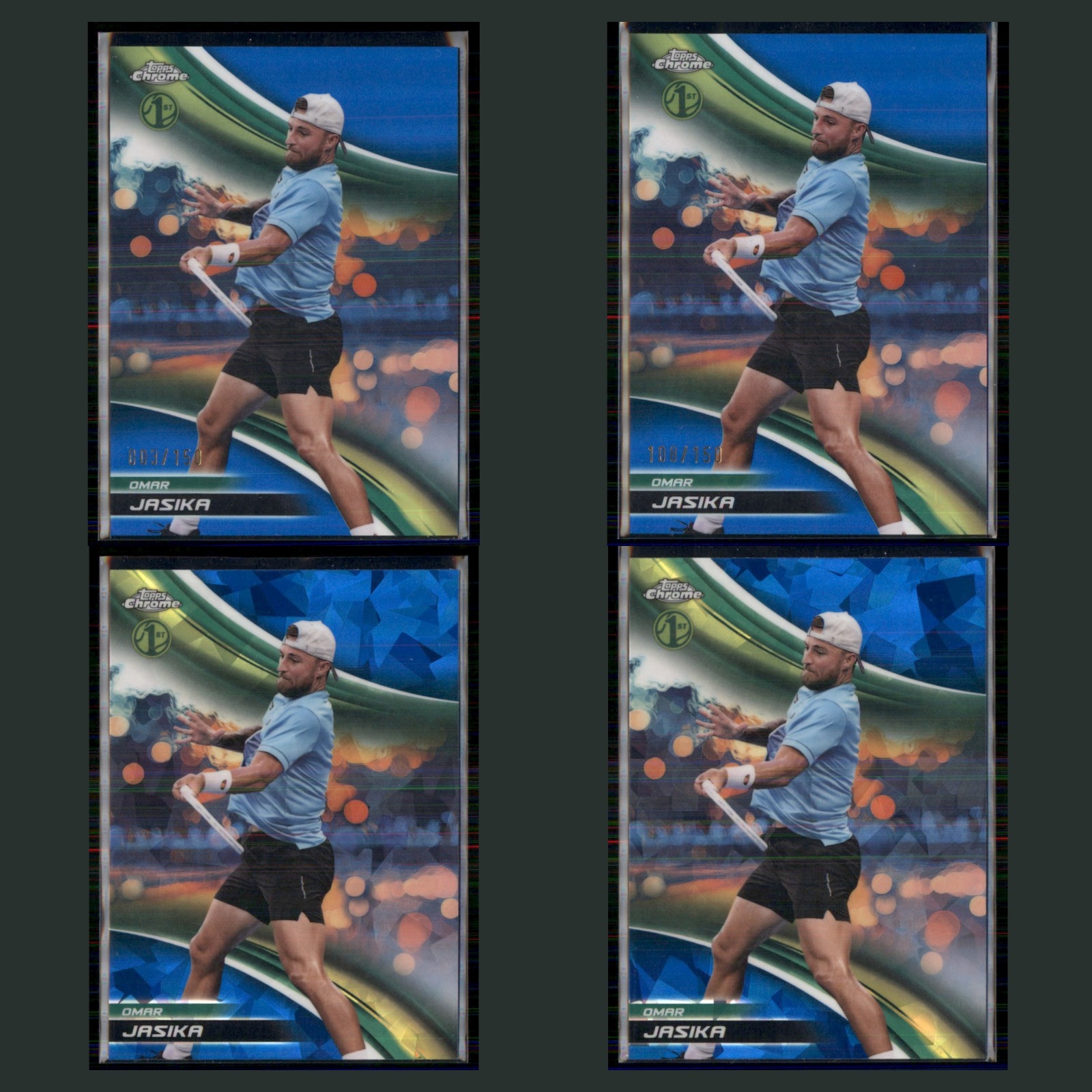 Omar Jasika Lot 4 Tennis Cards 2025 Topps Chrome Set Collection NM card scans. Overall card condition is Near Mint.