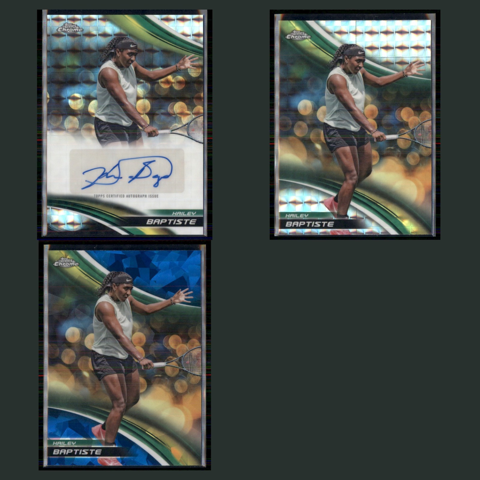 Hailey Baptiste Auto Lot 3 Tennis Cards 2025 Topps Chrome Set Collection NM card scans. Overall card condition is Near Mint.