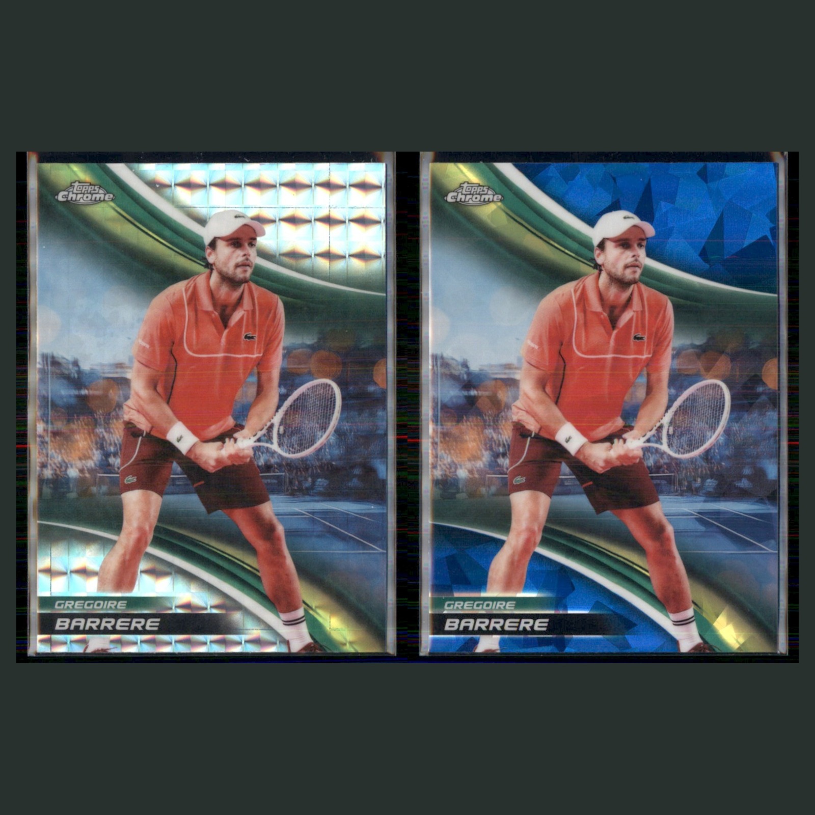 Gregoire Barrere Lot 2 Tennis Cards 2025 Topps Chrome Set Collection NM card scans. Overall card condition is Near Mint.