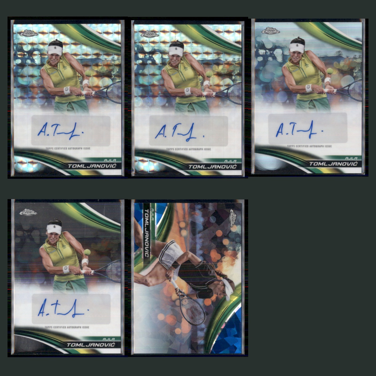 Ajla Tomljanovic Auto Lot 5 Tennis Cards 2025 Topps Chrome Set Collection NM card scans. Overall card condition is Near Mint.