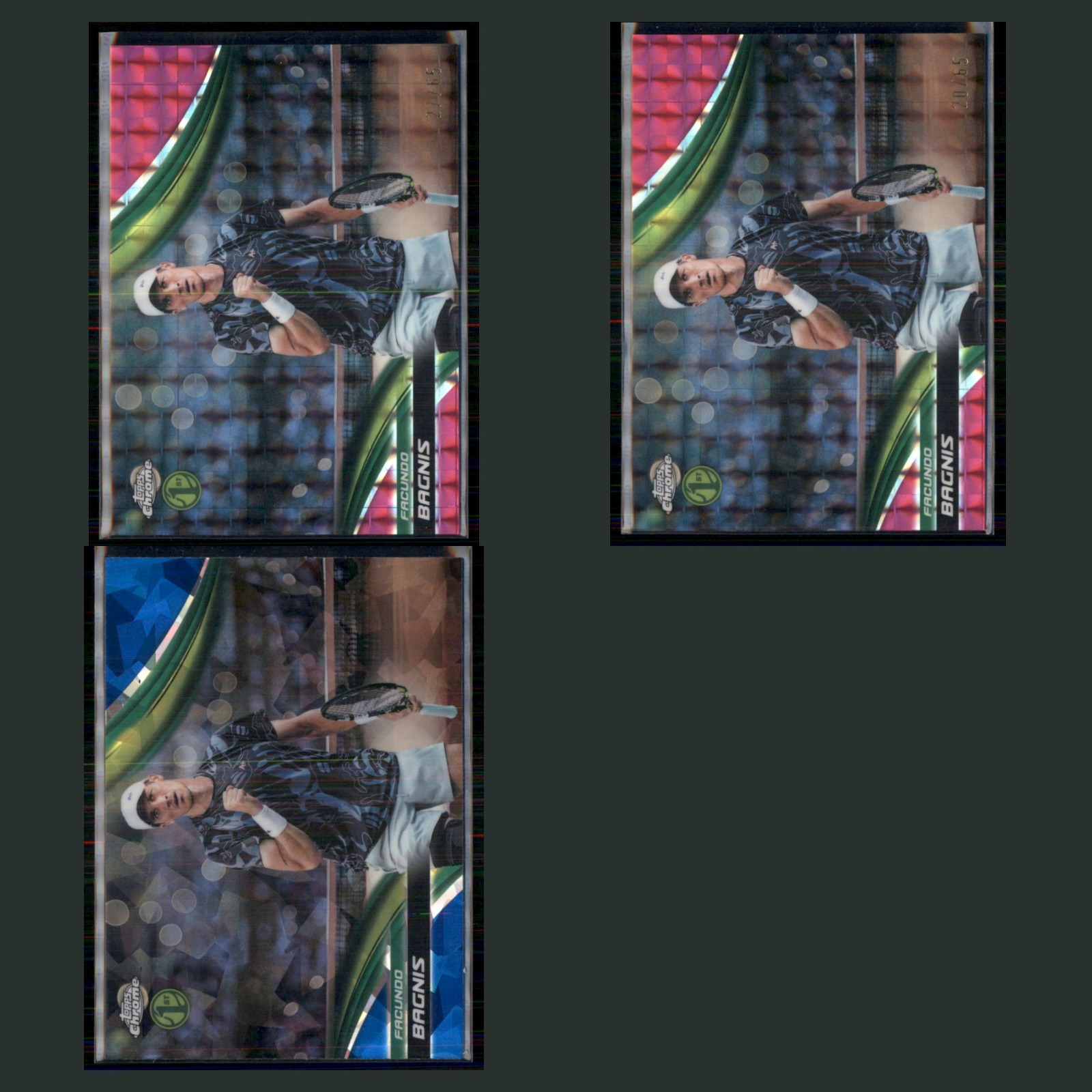 Facundo Bagnis Lot 3 Tennis Cards 2025 Topps Chrome Set Collection NM card scans. Overall card condition is Near Mint.