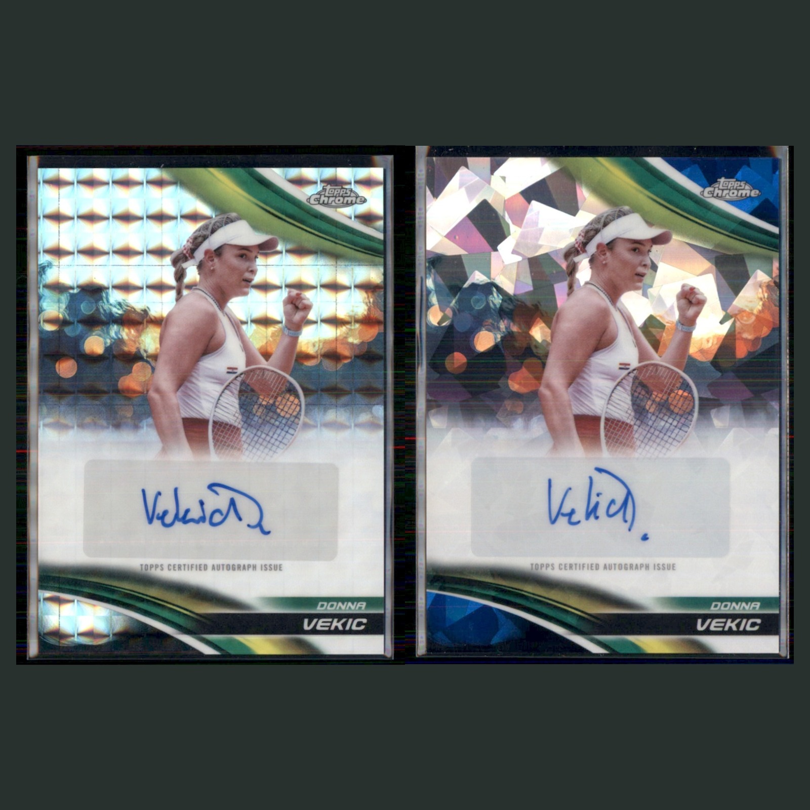 Donna Vekic Auto Lot 2 Tennis Cards 2025 Topps Chrome Set Collection NM card scans. Overall card condition is Near Mint.
