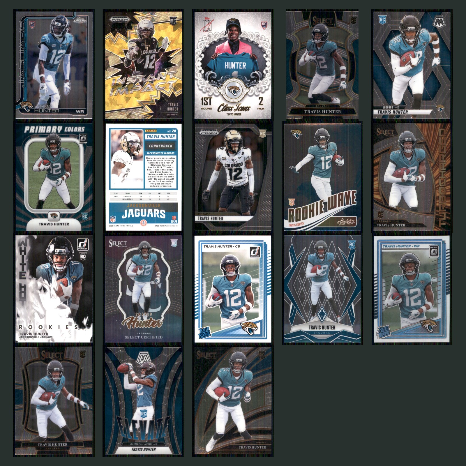 Travis Hunter Rookie Lot 18 Football Cards 2025 Topps Chrome Jaguars Set NFL NM card scans. Overall card condition is Near Mint.