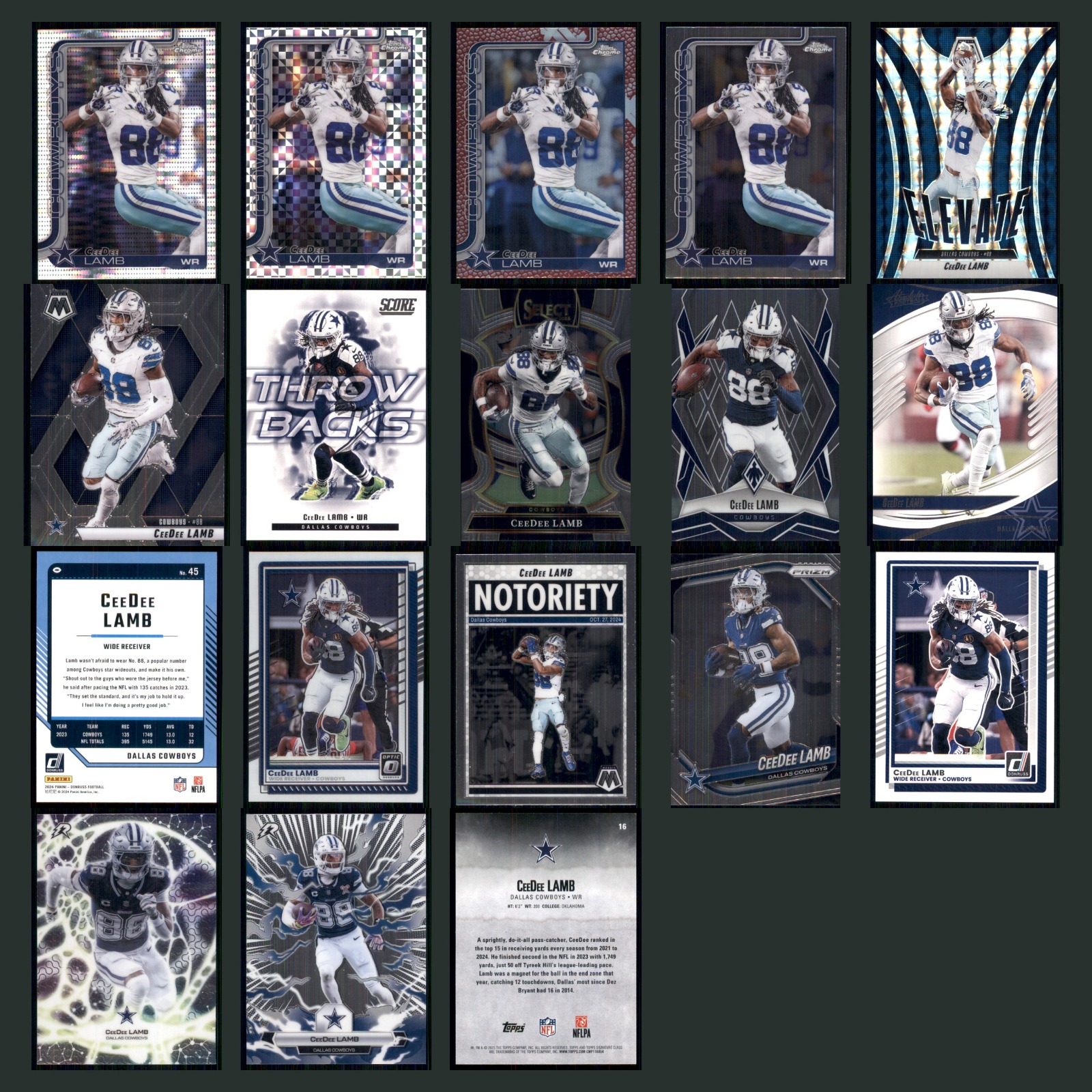 CeeDee Lamb Lot 18 Football Cards 2025 Topps Chrome Dallas Cowboys Set NFL NM card scans. Overall card condition is Near Mint.