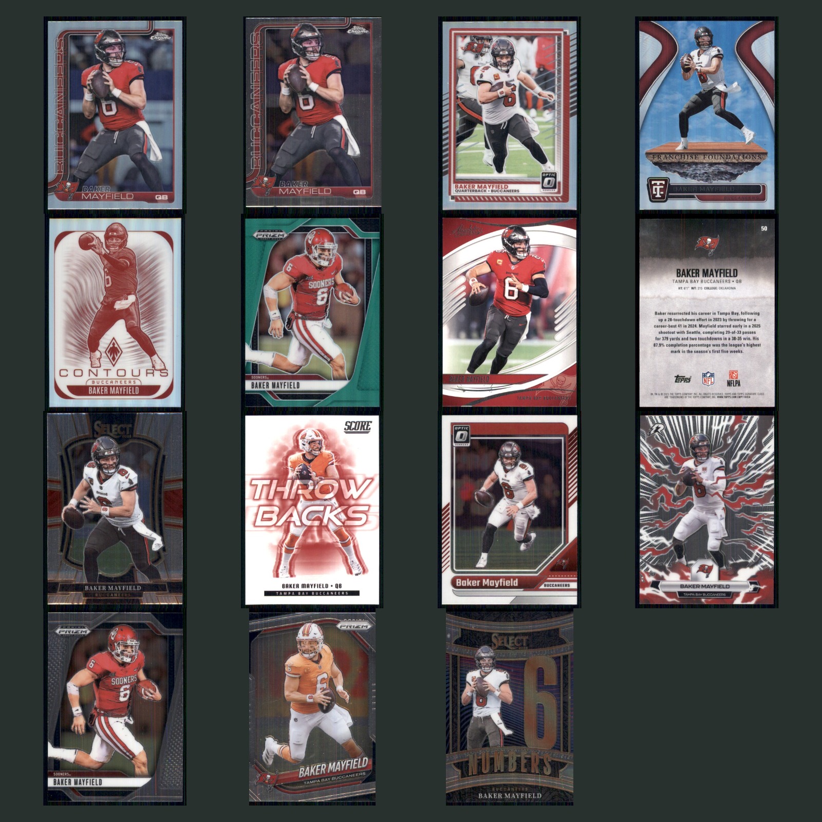 Baker Mayfield Lot 15 Football Cards 2025 Topps Chrome Tampa Bay Buccaneers Set card scans. Overall card condition is Near Mint.