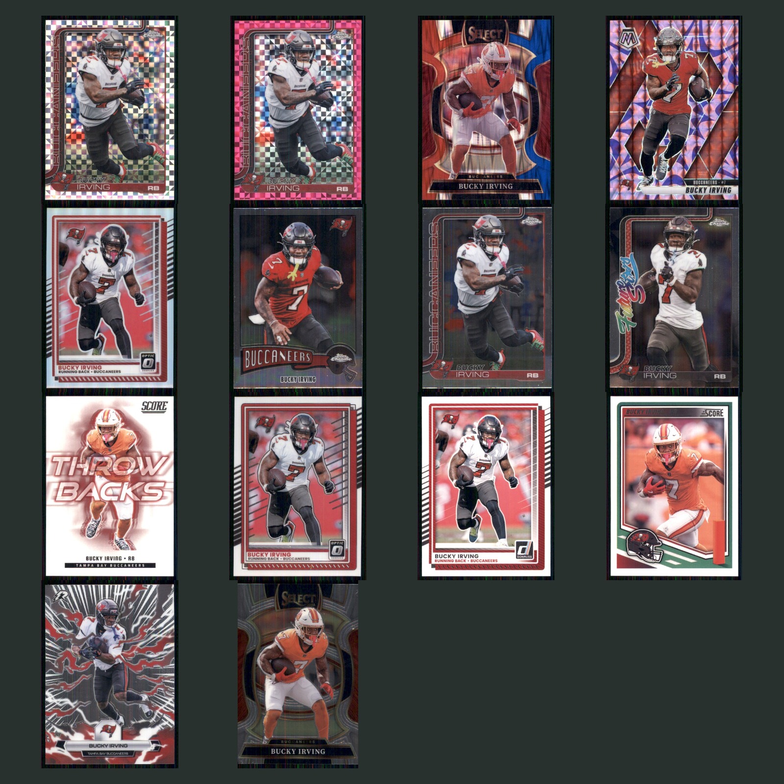 Bucky Irving Lot 14 Football Cards 2025 Topps Chrome Tampa Bay Buccaneers Set NM card scans. Overall card condition is Near Mint.