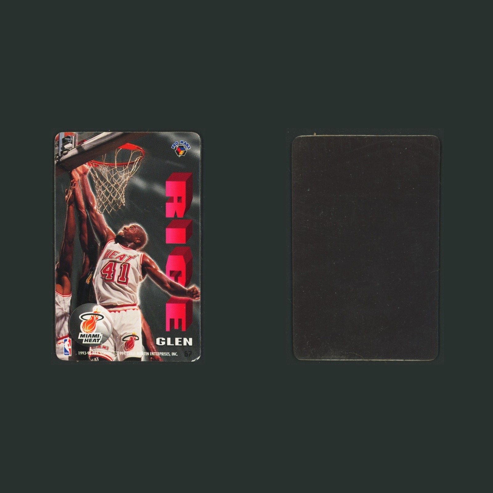 Glen Rice #67 Pro Mags Miami Heat Basketball Card NBA front and back scans. Card condition is Excellent.