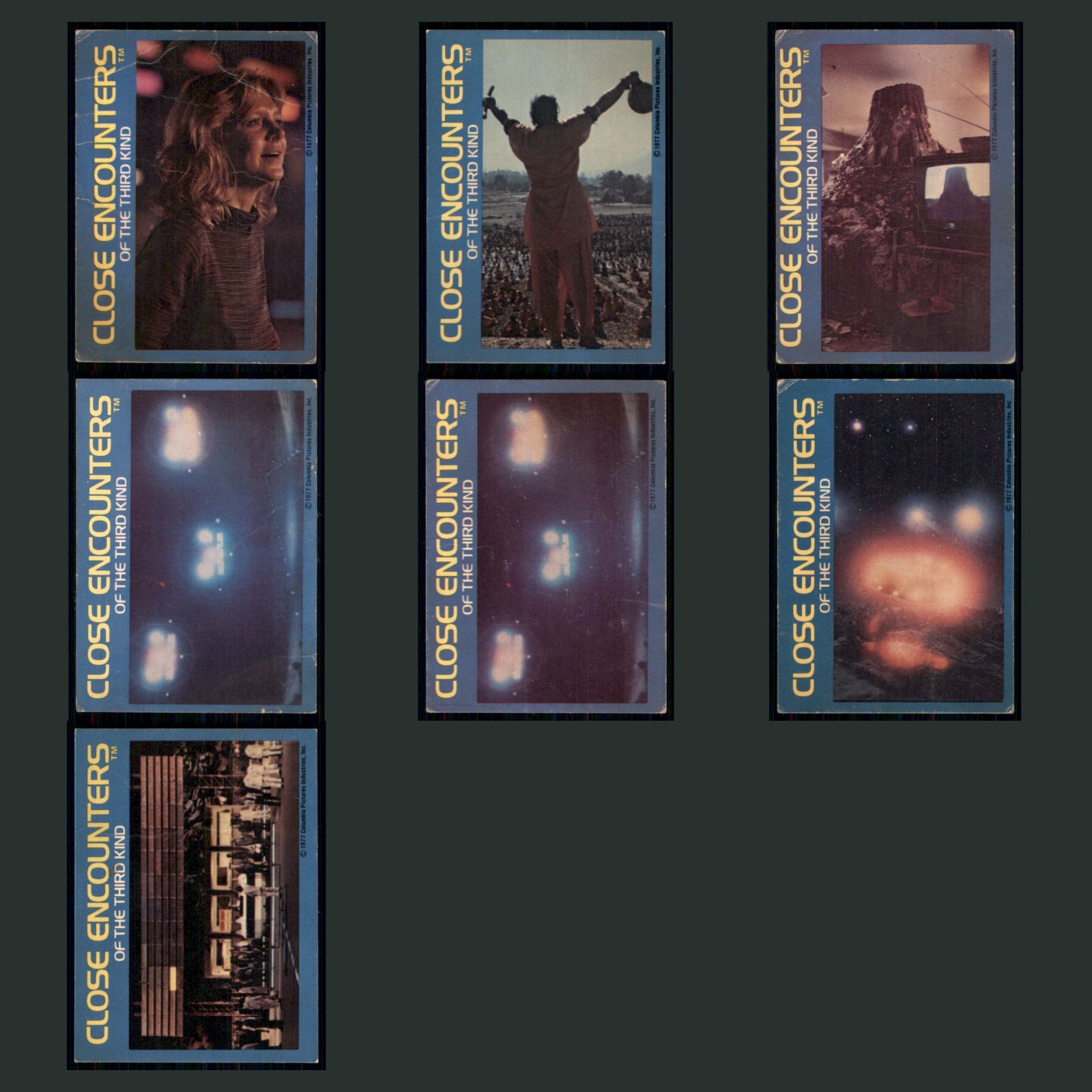 1977 Wonder Bread Close Encounters of the Third Kind Partial Set 7 Non-Sport Cards card scans. Overall card condition is Poor.
