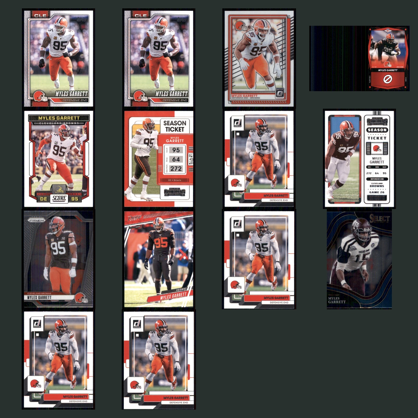 Myles Garrett Lot 14 Football Cards 2026 Topps Flagship Set Collection NFL NM card scans. Overall card condition is Near Mint.