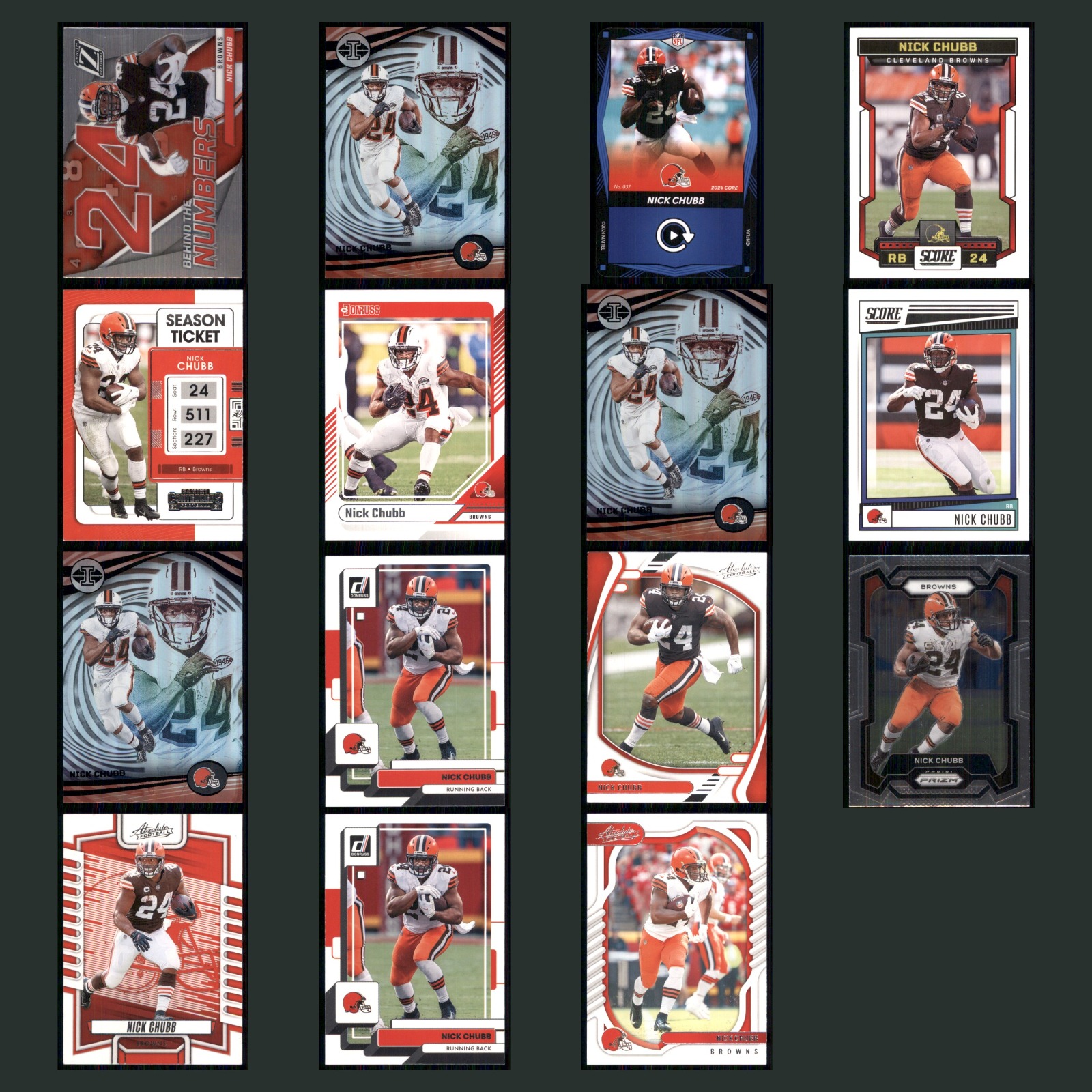 Nick Chubb Rookie Lot 15 Football Cards 2022 Panini Zenith Behind the Numbers NM card scans. Overall card condition is Near Mint.