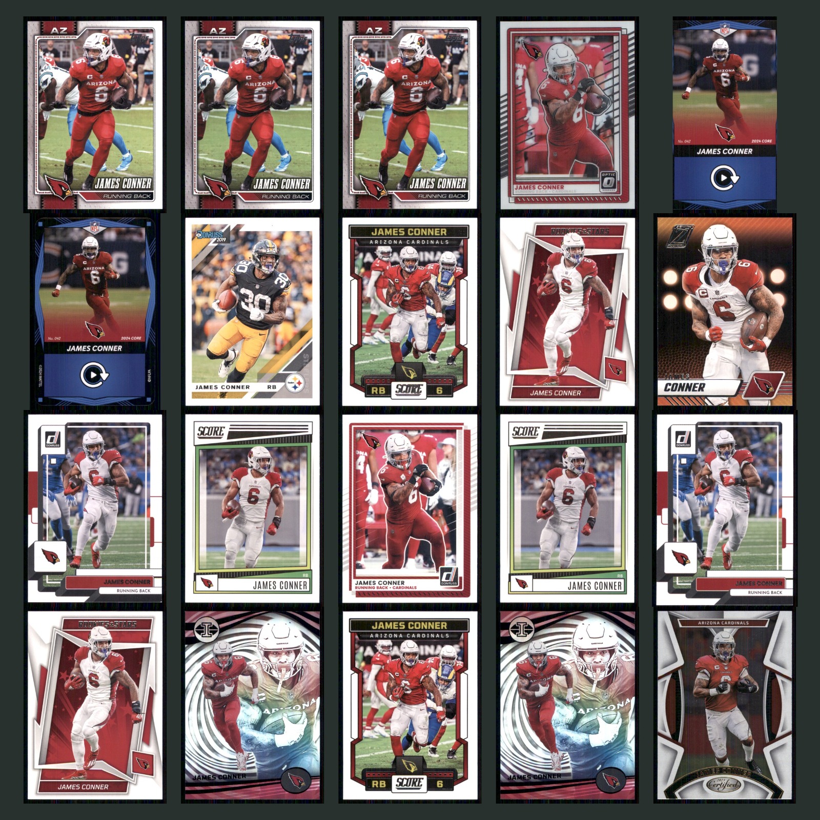 James Conner Lot 20 Football Cards 2026 Topps Flagship Set Collection NFL NM card scans. Overall card condition is Near Mint.