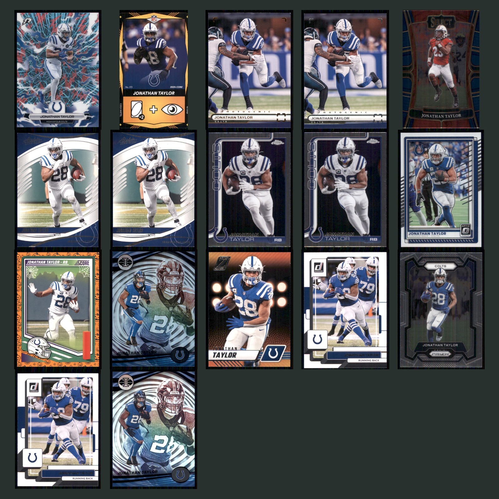Jonathan Taylor Lot 17 Football Cards 2025 Topps Resurgence Indianapolis Colts card scans. Overall card condition is Near Mint.