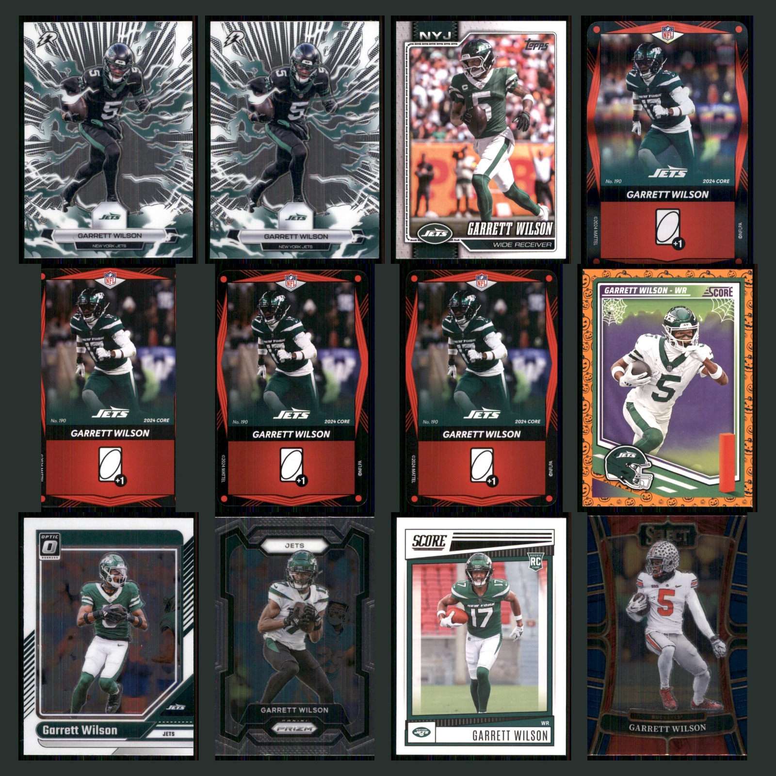 Garrett Wilson Lot 12 Football Cards 2025 Topps Chrome New York Jets Set NFL NM card scans. Overall card condition is Near Mint.