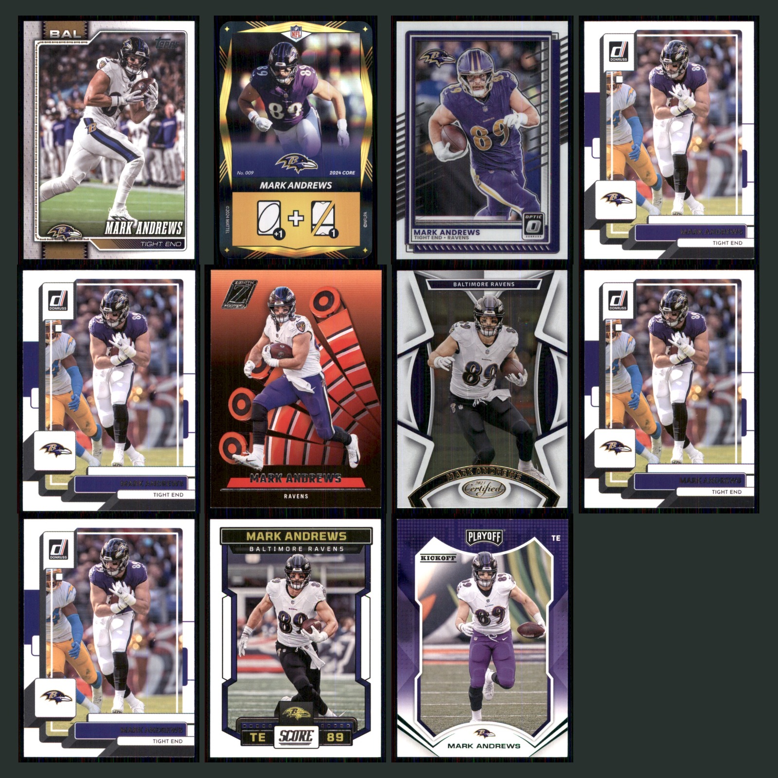 Mark Andrews Lot 11 Football Cards 2025 Topps Baltimore Ravens Set Collection NM card scans. Overall card condition is Near Mint.
