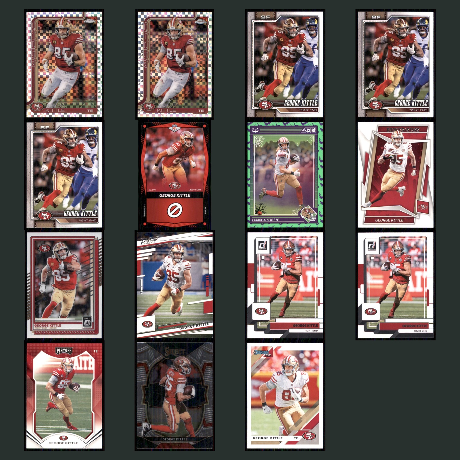 George Kittle Lot 15 Football Cards 2025 Topps Chrome San Francisco 49ers Set NM card scans. Overall card condition is Near Mint.