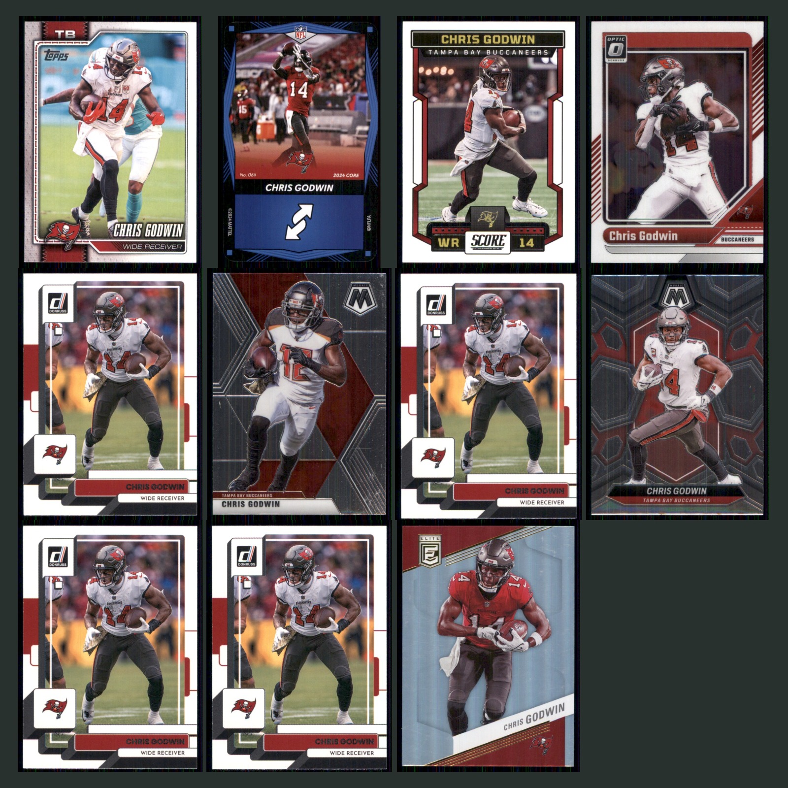 Chris Godwin Lot 11 Football Cards 2025 Topps Tampa Bay Buccaneers Set NFL NM card scans. Overall card condition is Near Mint.