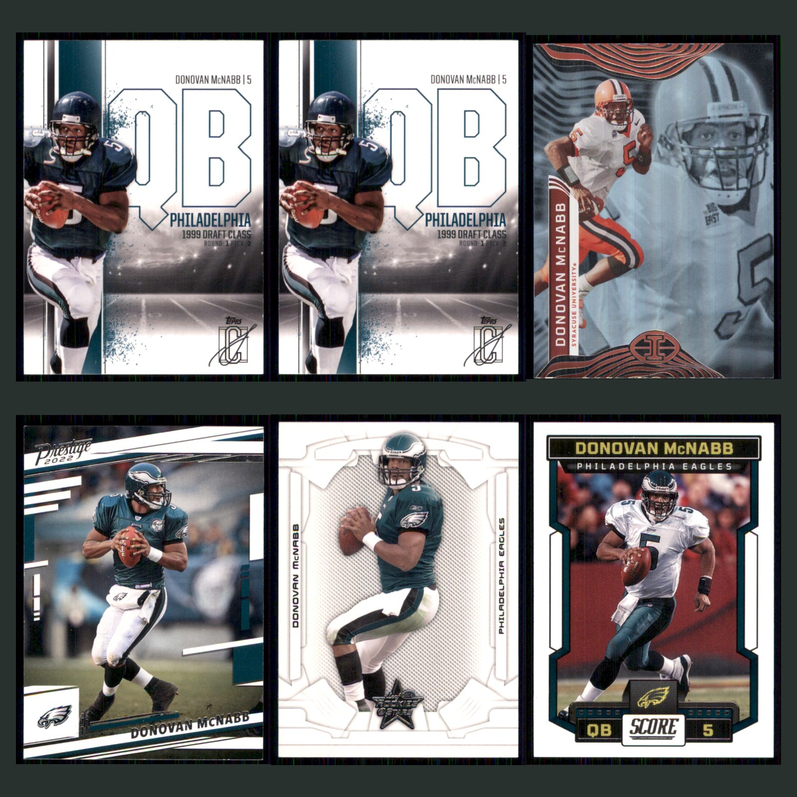 Donovan McNabb Lot 6 Football Cards 2025 Topps Signature Class Philadelphia Set card scans. Overall card condition is Near Mint.