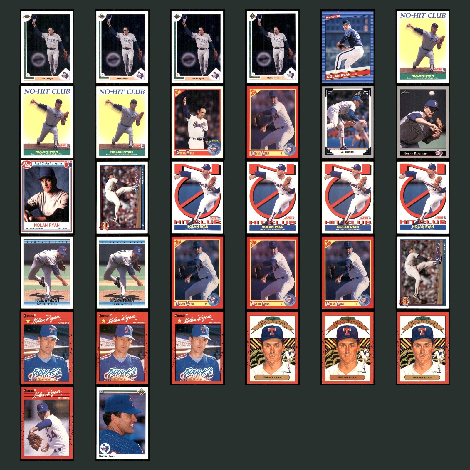 Nolan Ryan Lot 32 Baseball Cards 1991 Upper Deck Texas Rangers Set Collection NM card scans. Overall card condition is Near Mint.