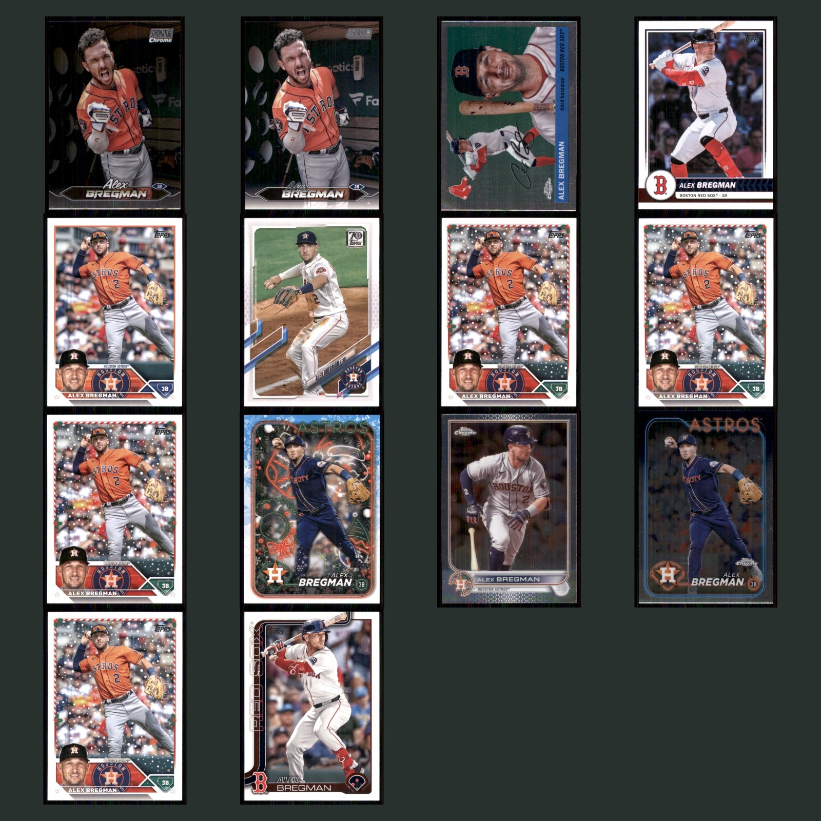 Alex Bregman Lot 14 Baseball Cards 2024 Topps Stadium Club Chrome Houston Astros card scans. Overall card condition is Near Mint.