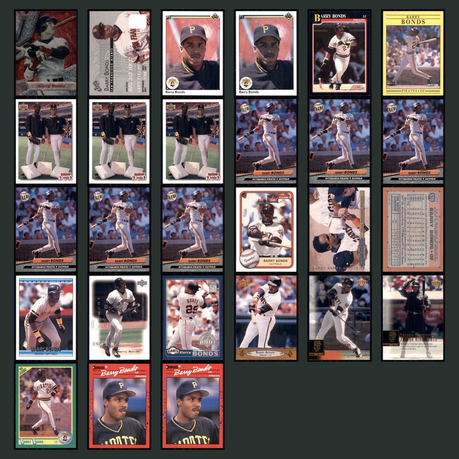 Barry Bonds Lot 27 Baseball Cards 1994 Bowman's Best San Francisco Giants Set NM card scans. Overall card condition is Near Mint.