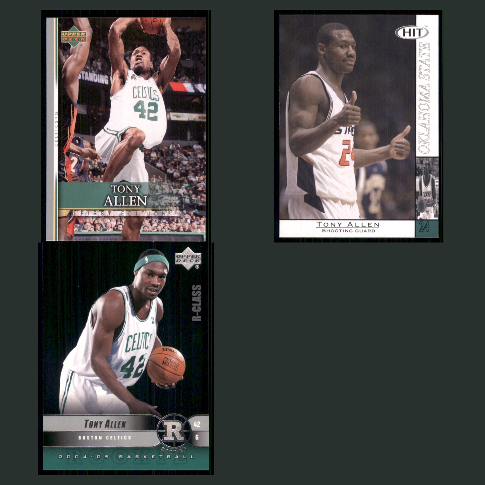 Tony Allen Lot 3 Basketball Cards 2007 Upper Deck First Edition Boston Celtics card scans. Overall card condition is Near Mint.